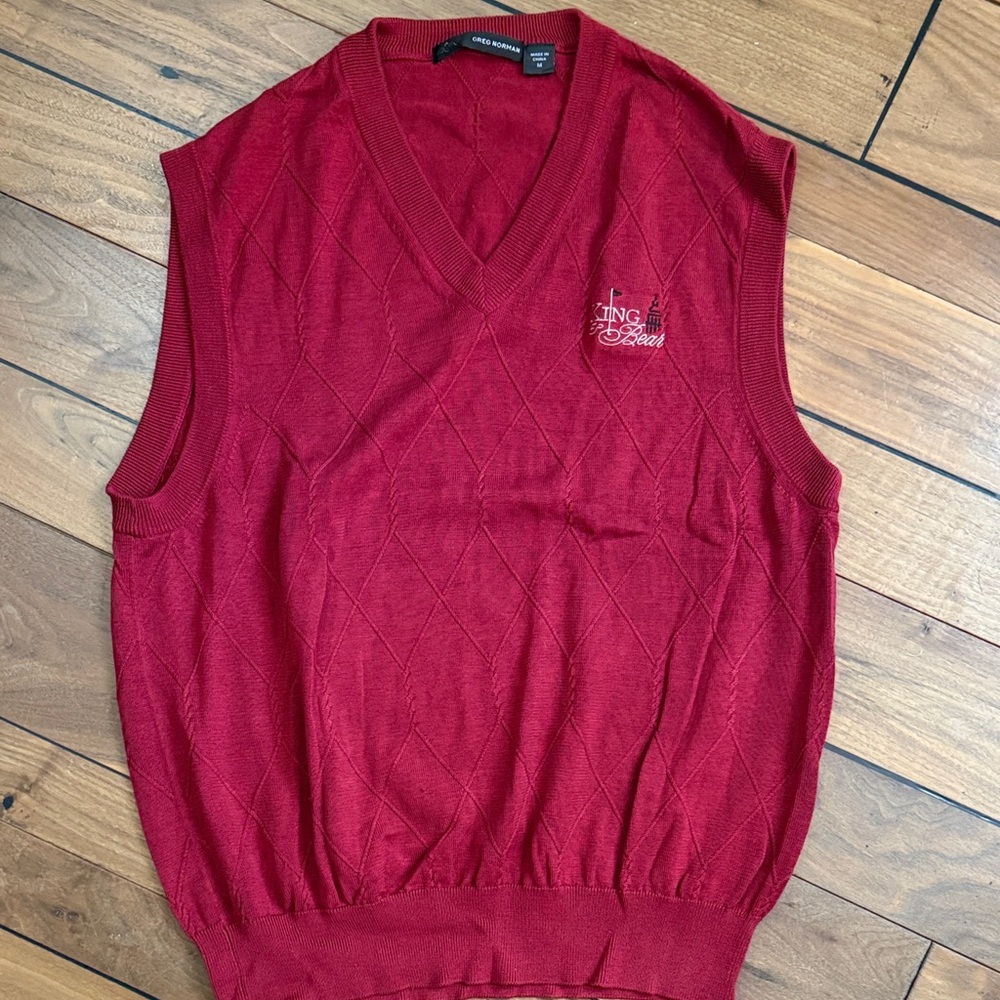 Greg Norman Collection Red V-Neck Sweater Vest sz Medium